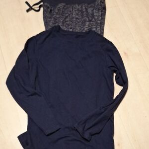 Bundle Large PLACE Heathered Navy Kids Joggers Cat & Jack Blue Long Sleeve Shirt